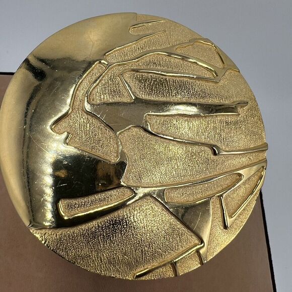 Signed Accessocraft NYC Etruscan Gold Plated Vintage Belt Buckle 3.5" 80s - Picture 1 of 8